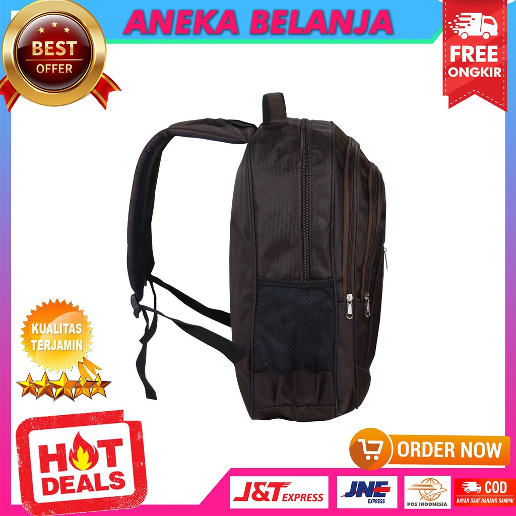 Tas Ransel Pria Sekolah Travelling Polo Alfito Colour Coklat Backpack Cowok SMP SMA Kuliah Kerja Bahan Awet Tebal Harga Termurah Terlaris Kualitas Import