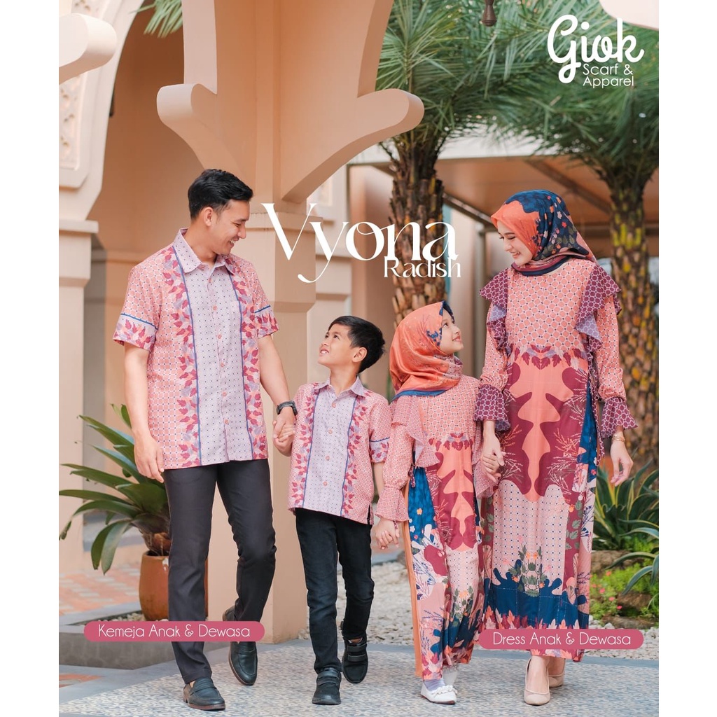 NEW VYONA SERIES PRETTY RADISH BY GIOK SCARF&APPAREL/VYONA DRESS AYAH IBU ANAK/BAHAN GABRIEL PRINTIN