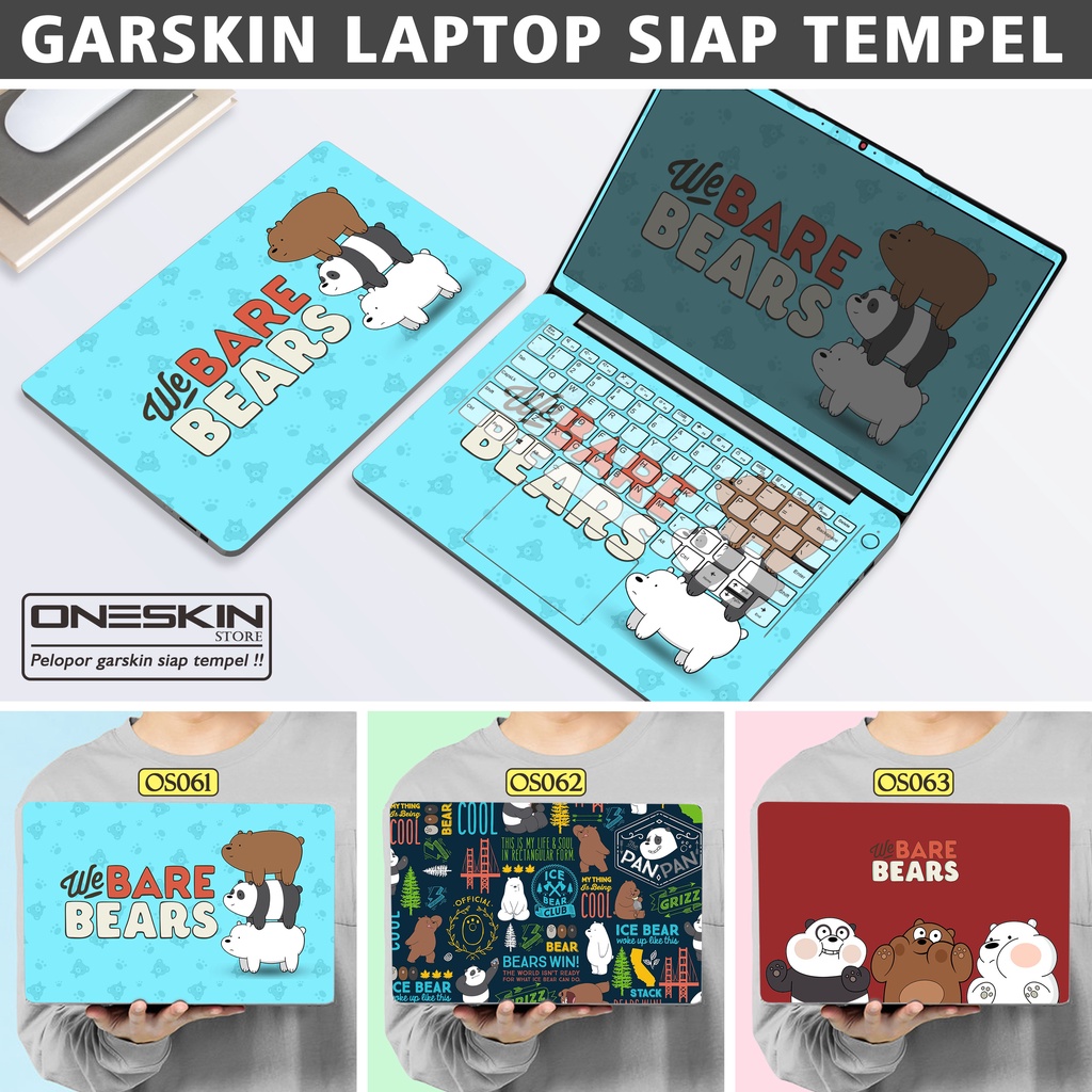 Garskin Sticker Laptop Protector Macbook Full Body Bottom Bezel Palmrest Skin Bare Bears