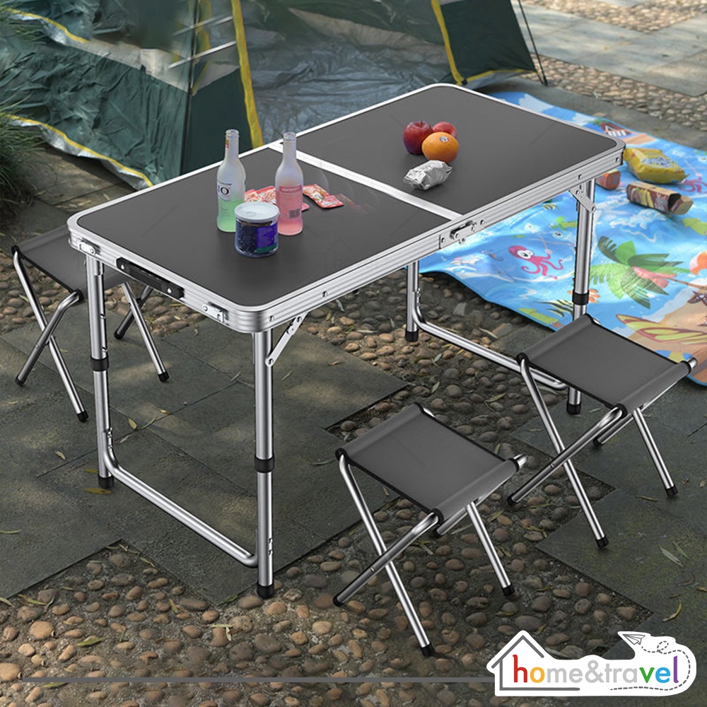 HOVELSHOP Meja Lipat Koper HPL Aluminum Portable Desk Tempat Belajar Makan Serbaguna