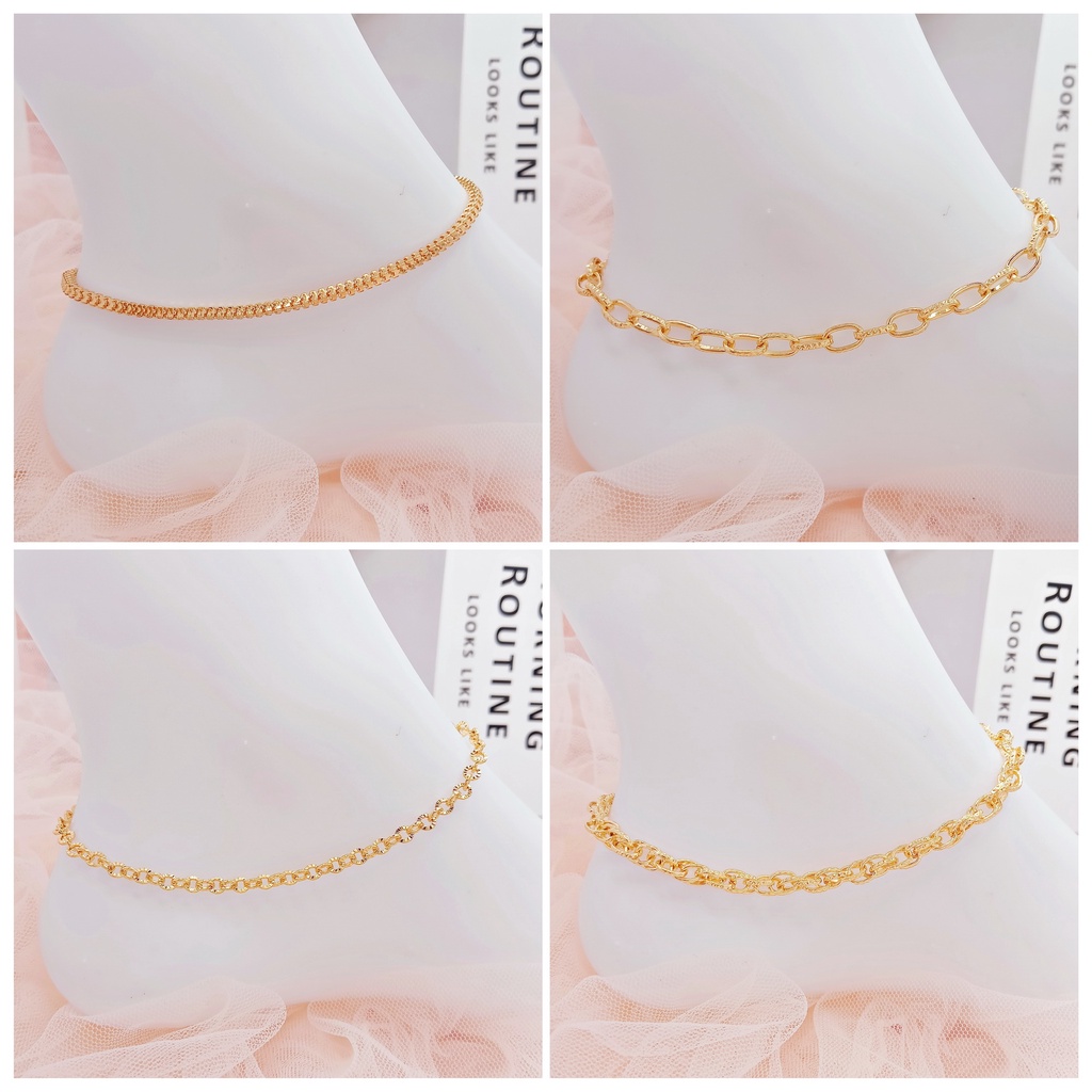 Gelang Kaki Wanita Dewasa Xuping Rantai Polos Ukir Gold Lapis Emas - BB311