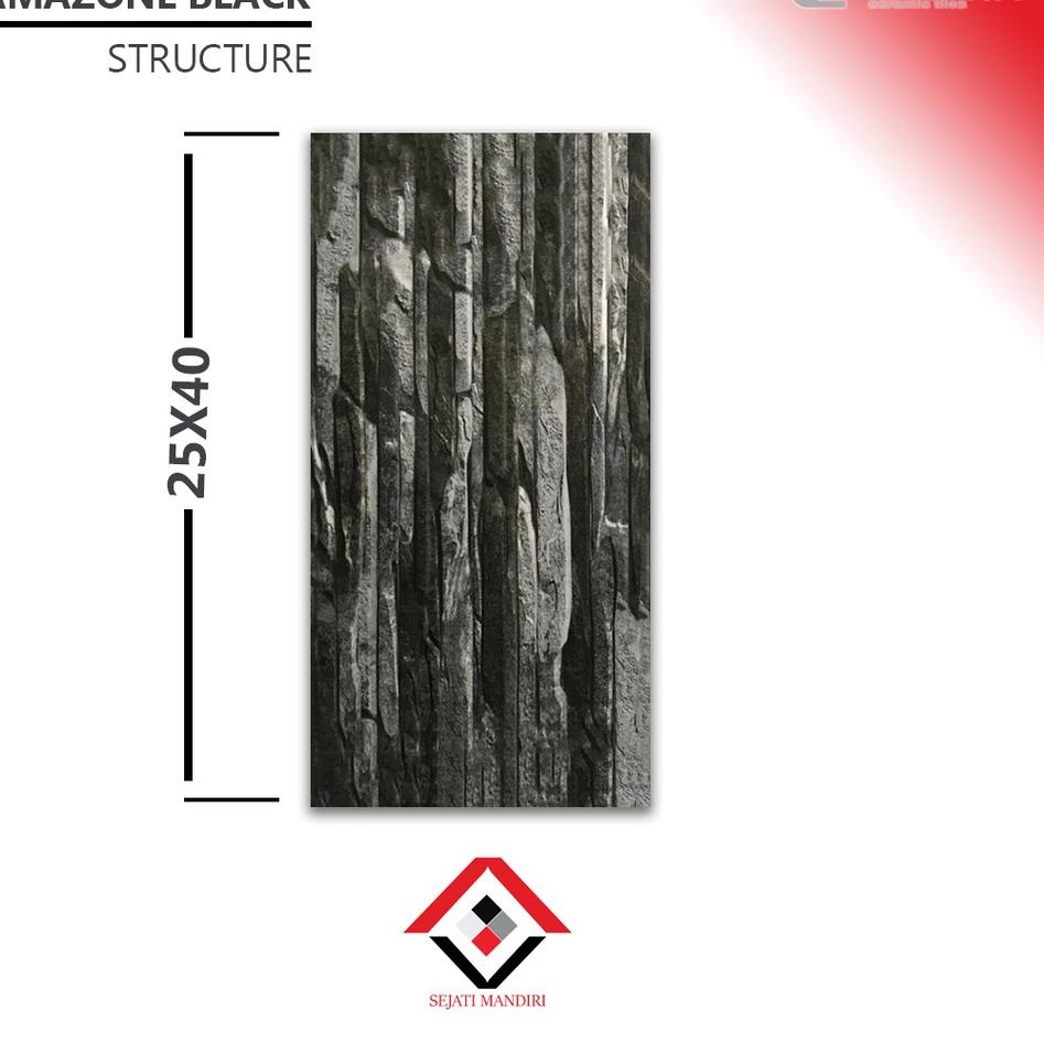 

KodeA5m0L Keramik dinding 25x40 - Motif Batu alam - LAGUNA Amazone Black