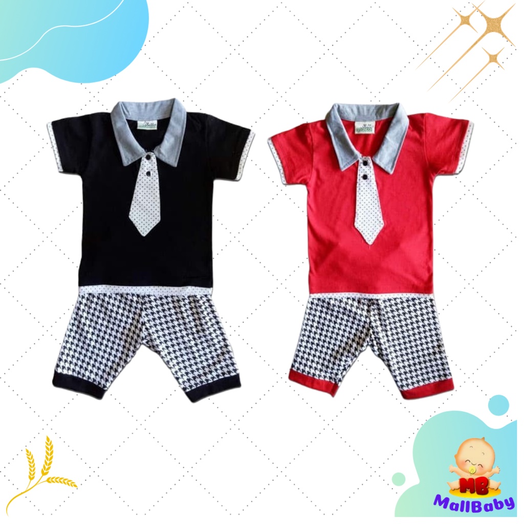 Baju Bayi Laki Laki 6 12 Bulan Setelan Pakaian Bayi Cowok Dasi CAsual Keren Ozuka