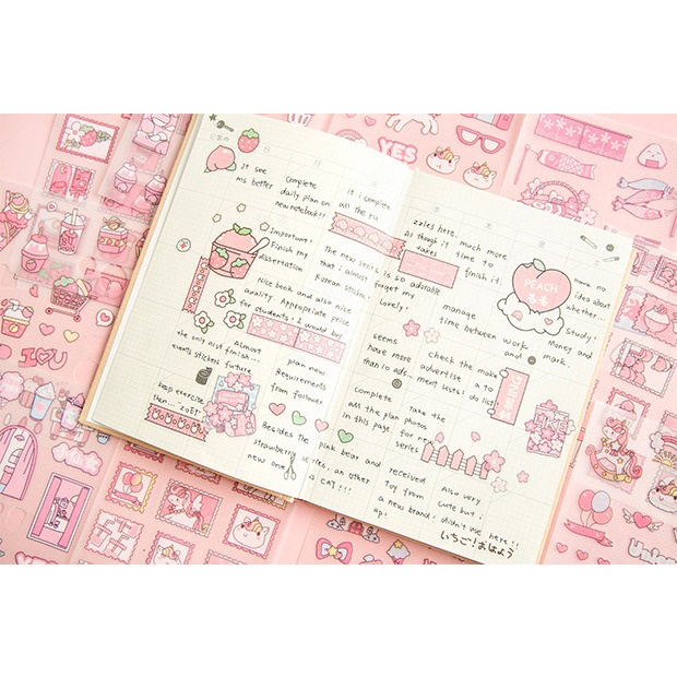 STIKER TRANSPARANT PET UNICORN KUDA PONY PINK STICKER STRAWBERRY CUPCAKE TEMA KARTUN JEPANG LUCU KAWAII CUTE STICKER DIARY LUCU STICKER STIKER SCRAPING BOOK SCRAPBOOK AESTHETIC JOURNAL JOURNALING BULLETIN JURNAL @banyak