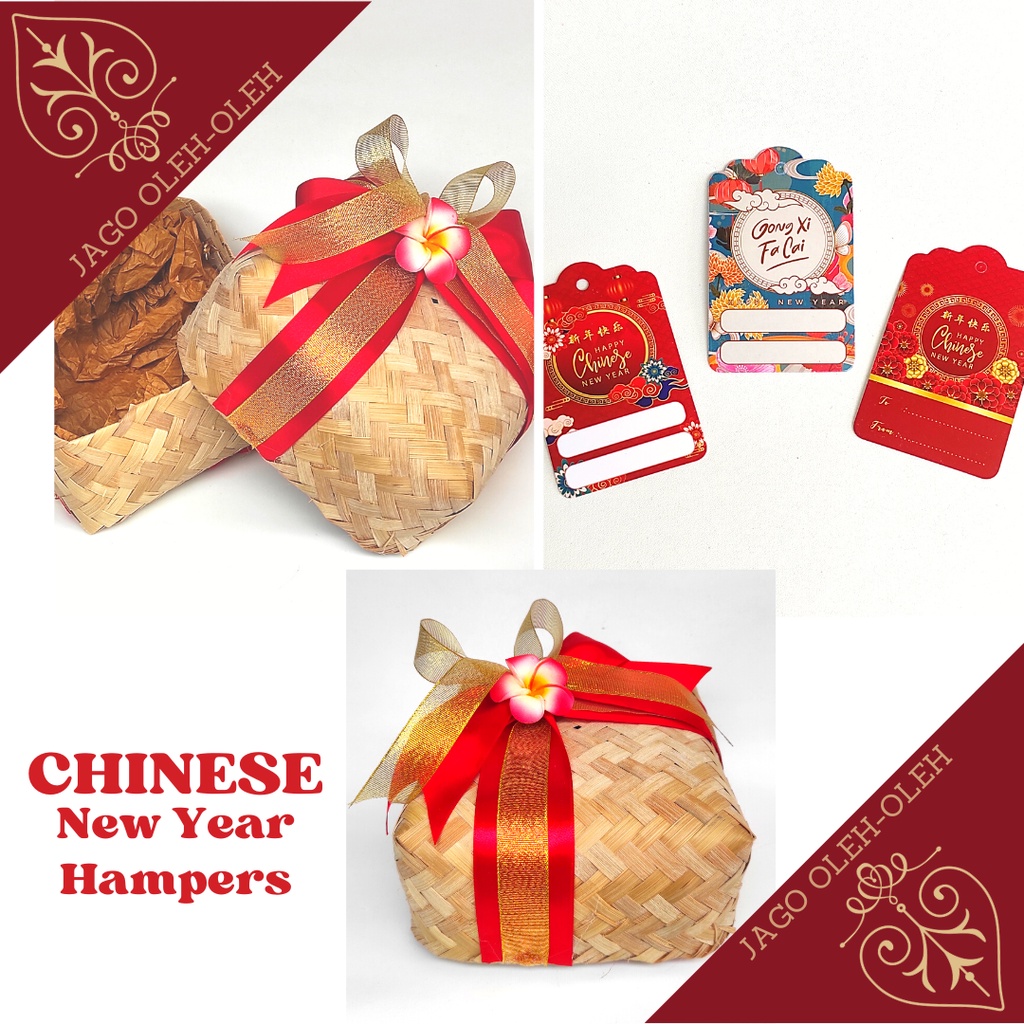 Box Besek Bali Hampers Parcel Chinese New Year tag - CNY Tahun Baru China Box Hampers - Chinese New Year box hias