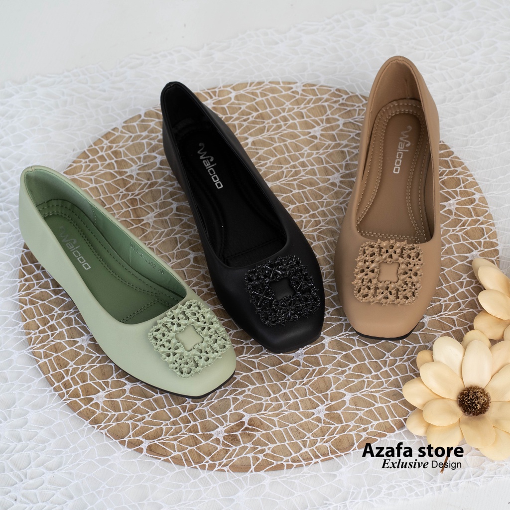 Walcoo Sepatu Flatshoes Wanita Import BEANINO