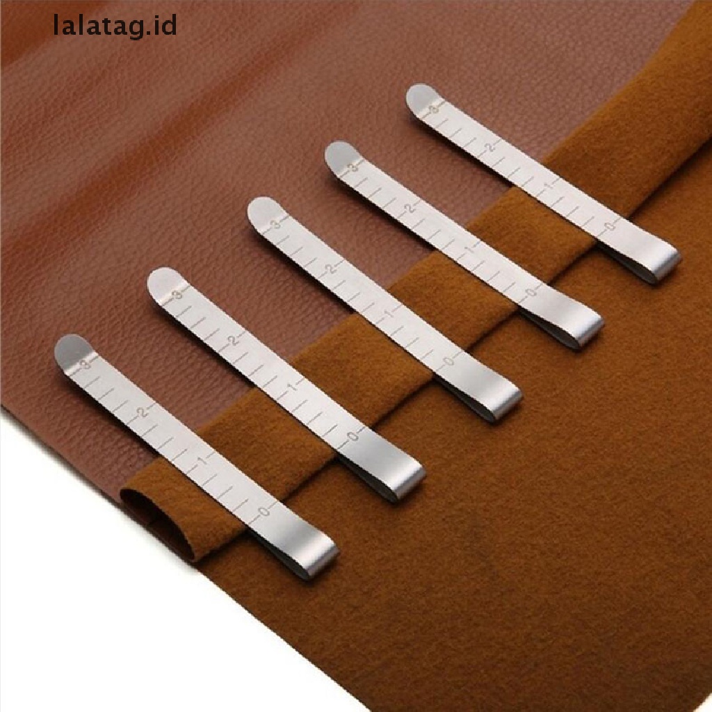 [lalatag] 5pcs/pak Klip Crimping Jahit Logam Klip Pengukuran Penggaris Stainless Steel [ID]