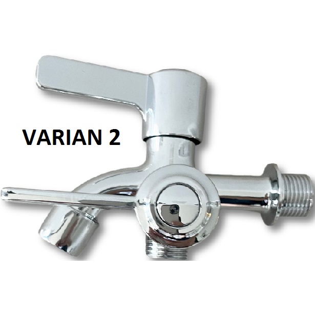 Kran Keran Air Tembok 2 Cabang Stainless Steel 1/2 inch Satin 1/2'