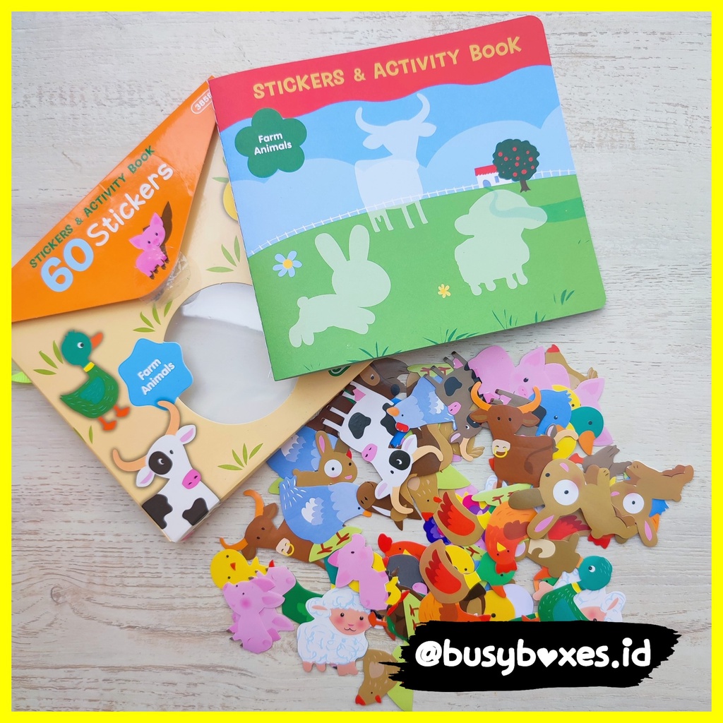 Busyboxes.id Mainan anak edukasi anak menempel tempel sticker reusable activity mengenal hewan 1 2 3 tahun laki laki perempuan mainan edukasi - seri animals farm