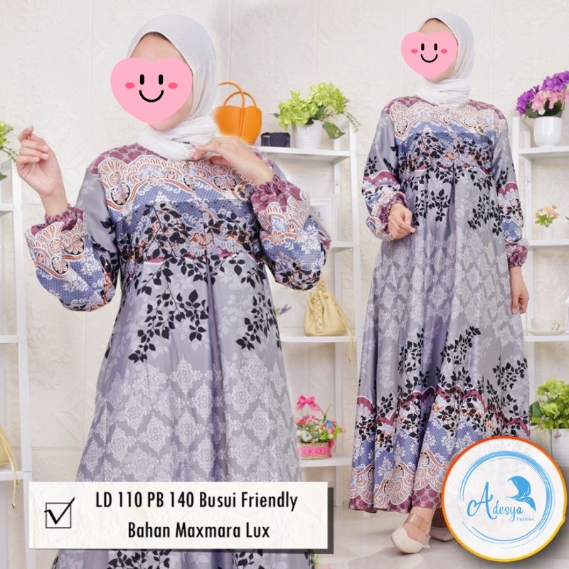 Gamis Maxmara Lux| Gamis maxmara motif Bunga | Gamis wanita | Gamis maxmara Bunga kecil | Gamis Leba
