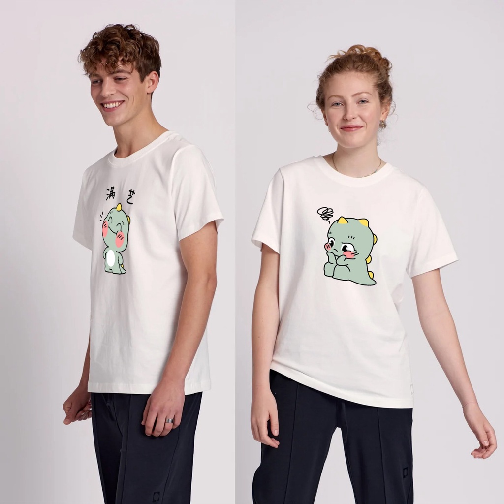 Kaos unisex valentine couple desain dino