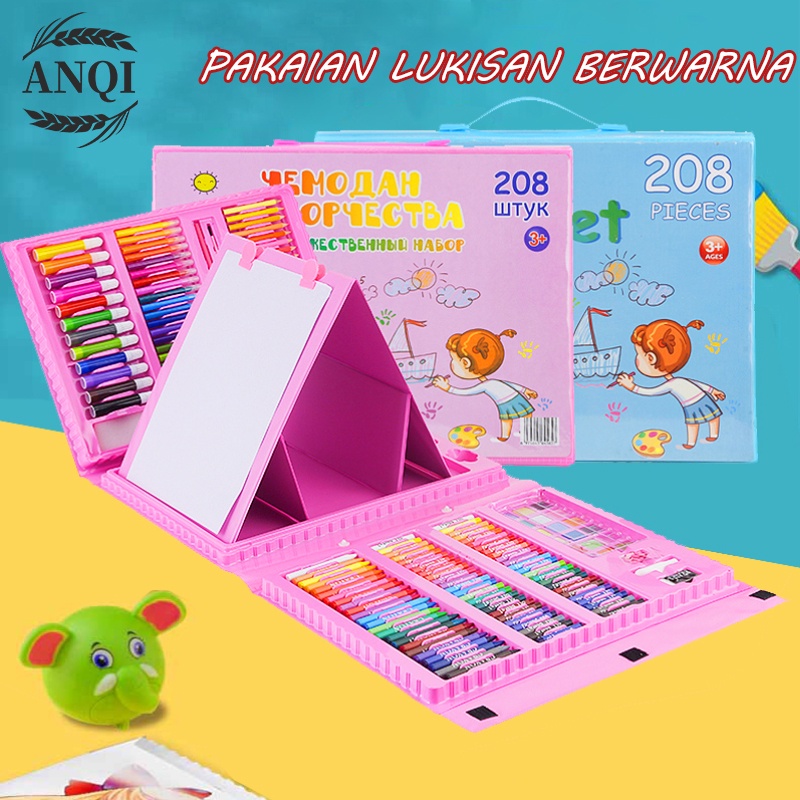 ANQI 1888 Krayon Anak Set Koper 150 in 1 Crayon Full Alat Melukis Mewarnai Set KIDS LAND VS-1859