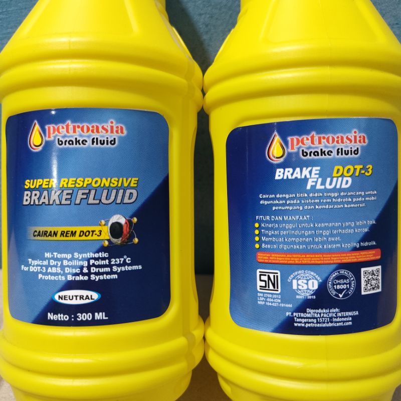 Minyak Rem Petroasia 300ml Dot 3 Warna Neutral Clear Bening Brake Fluid Oli Rem Minyak Rem 300ml