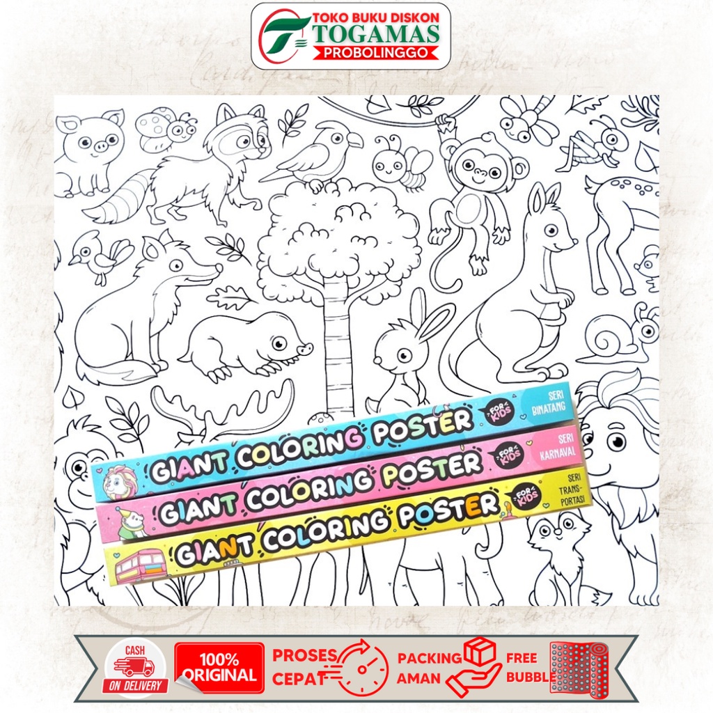 

GIANT COLORING POSTER SERI : TRANSPORTASI / BINATANG / KARNAVAL