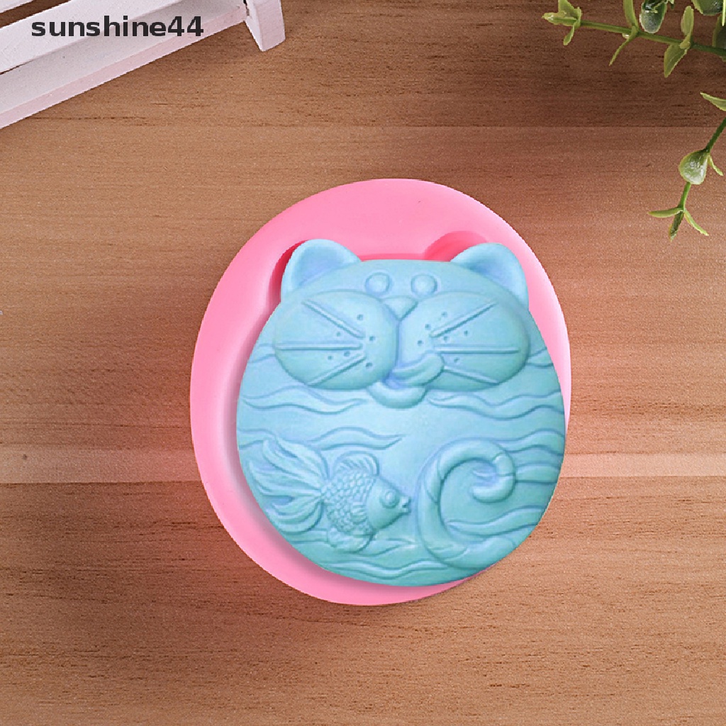 Sunshine Cetakan Silikon Anti Lengket 3D Silicone Soap mold DIY New Cat Fish Craft Art.