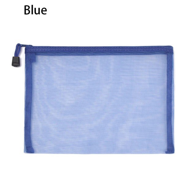 G-ORIi Kouzio Tempat Pensil Jaring Transparan Document Organizer Zipper Bag A5 A465 Blue Or-i