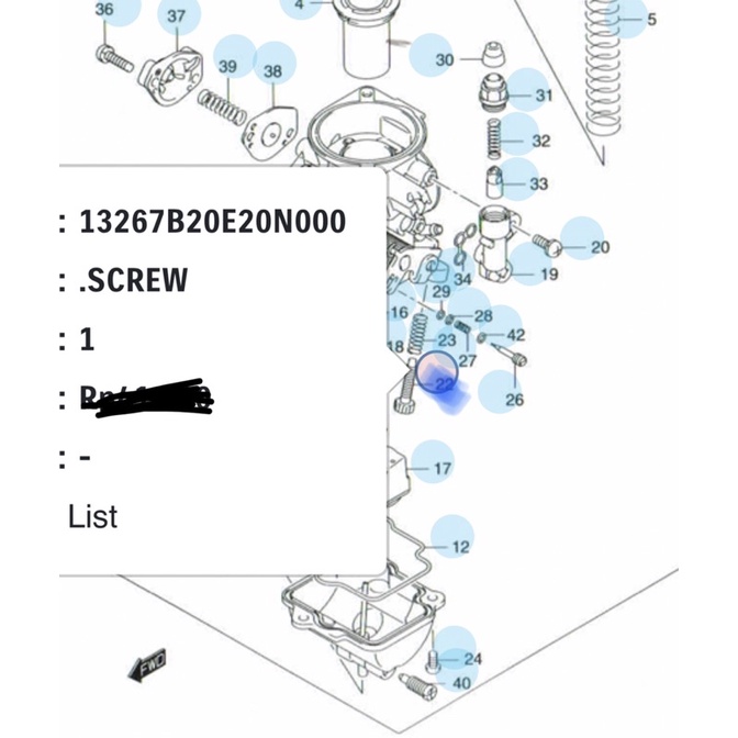 original screw baut stelan setelan stasioner karburator suzuki reider fxr satria fu
