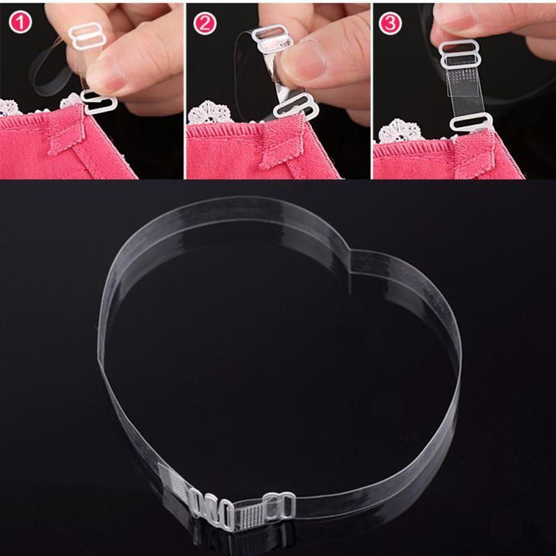 2pcs Sepasang Tali Bra Transparan Bening se Clear t Bra Strap Klip Bra Klip BH Sexy Racer Wanita Aksesoris Pakaian Dalam