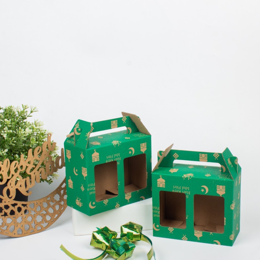 

10 pcs box jinjing edisi idul fitri ukuran 14.5x7x12 cm kotak kemasan toples jar kue kering lebaran uk 250 ml
