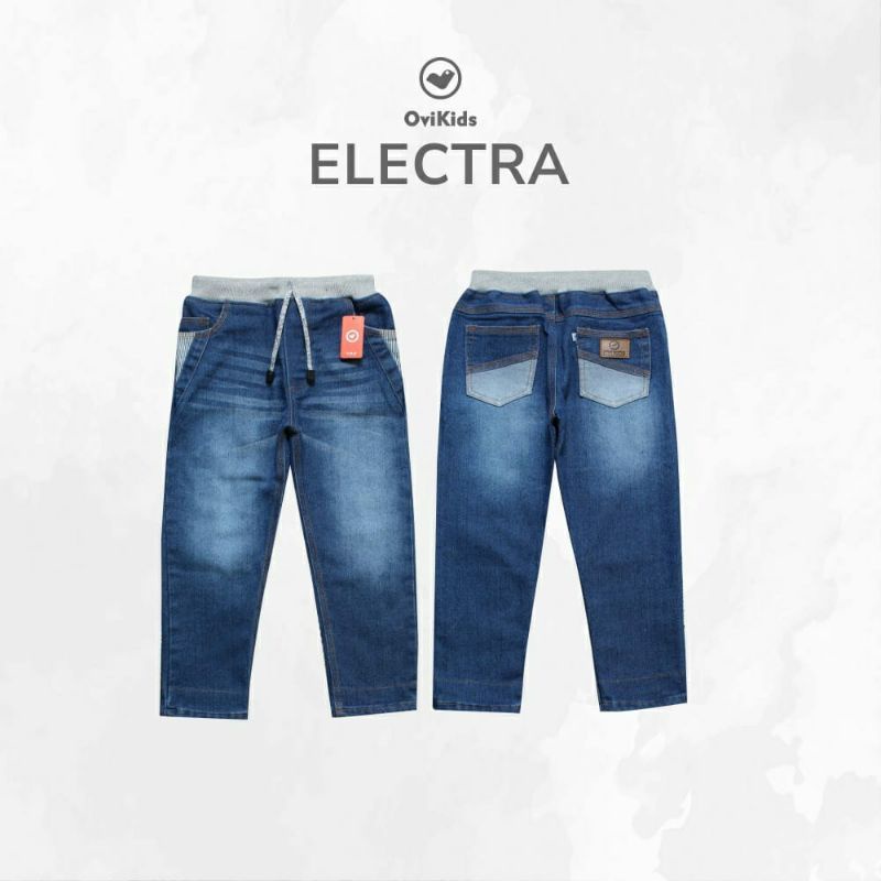 OVIKIDS-COMFY JEANS-ELECTRA | Celana Panjang Stik Balik Anak Perempuan Laki-Laki Pria-Unisex (1-9 Tahun)