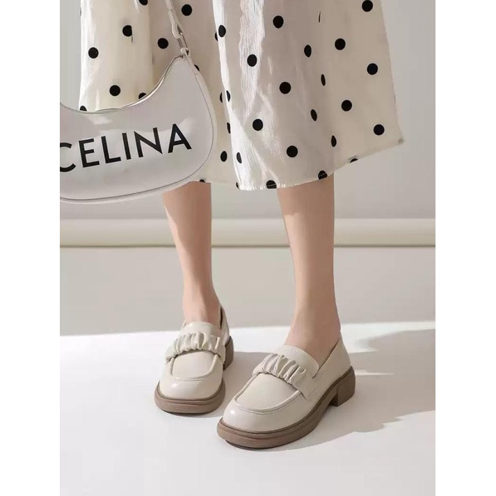 Sepatu Loafers Wanita Style Korea Kulit Matte Impor Javier 0228