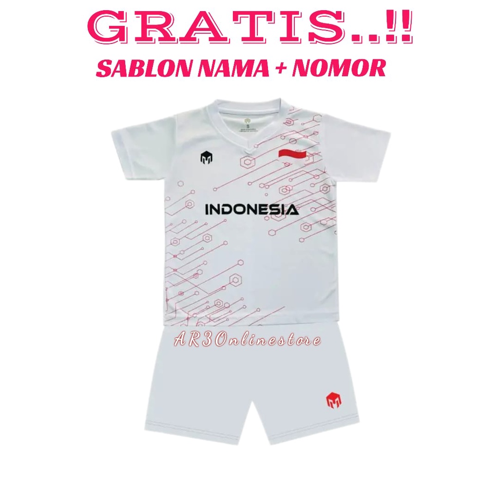 ( FREE SABLON NAMA &amp; NOMOR ) Baju olahraga anak balita kaos bola futsal badminton bulutangkis tenis voli usia sekolah TK 2-5 tahun