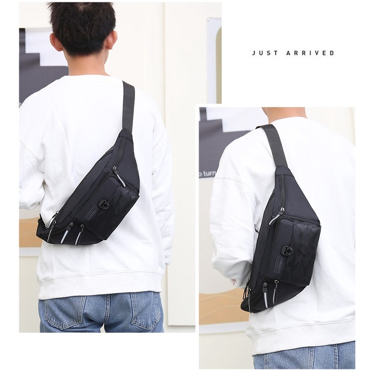 Tas Pinggang Selempang Waist Bag Pria Wanita Bahan Nylon