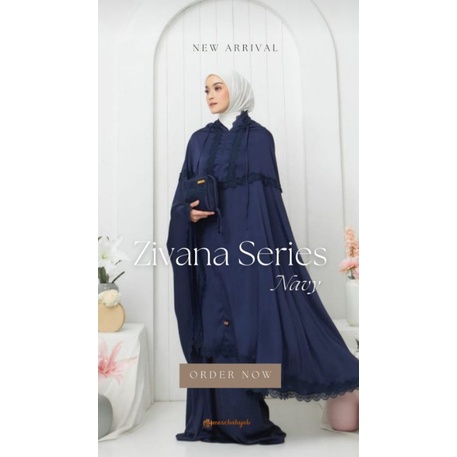 Mukena mewah Armani silk navy Moscha hijab