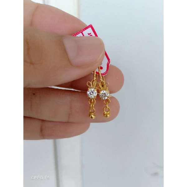 anting perak asli 925 lapis emas 22karat