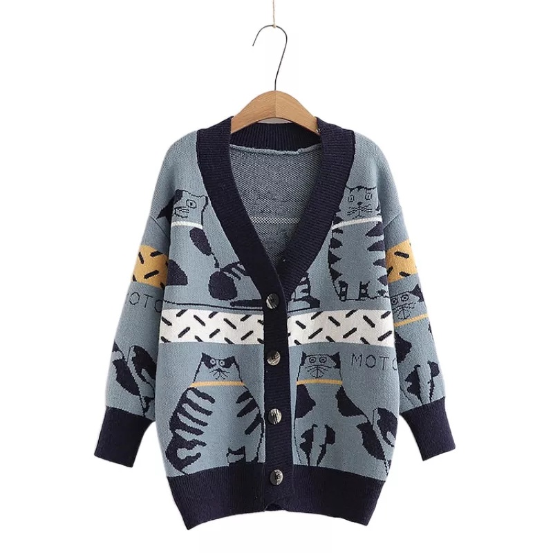 TokoMilkan - Cardigan Rajut Wanita Premium Kitty Cardy Motif Kucing | Cardy Rajut Cewek KOMPUTER