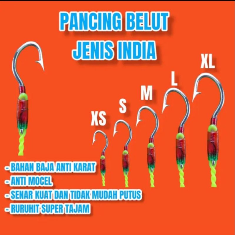 1 Set Kail India Kail Baja Urek Belut Urek Sidat Pancing Belut Pancing Sidat