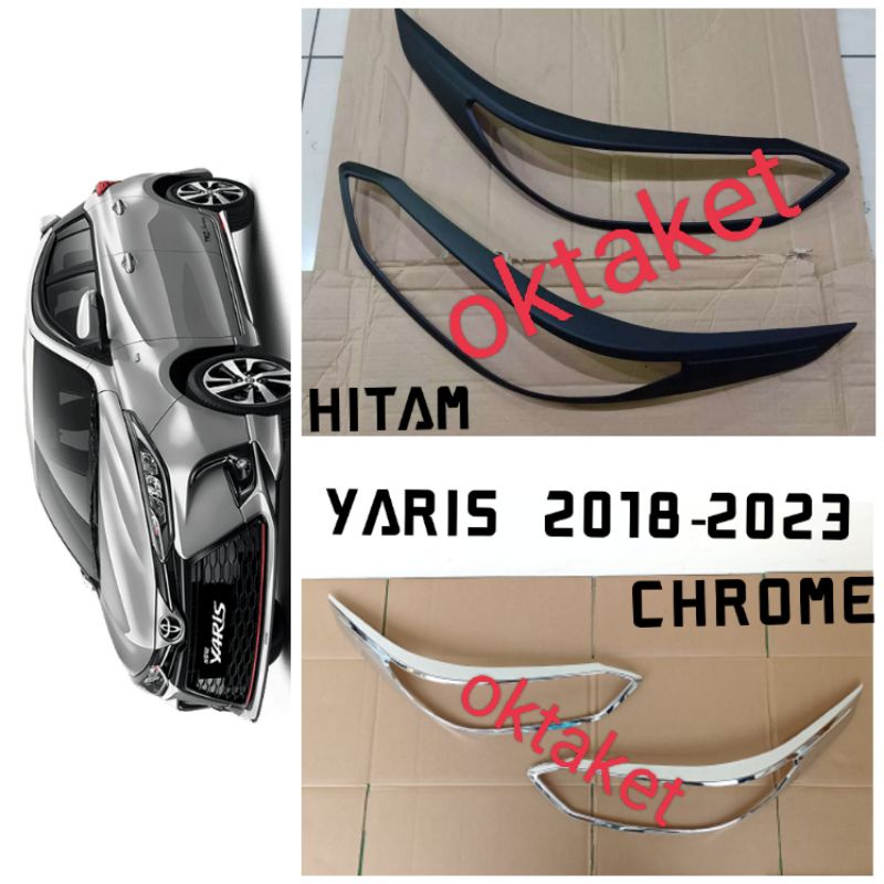 Garnish lampu depan new Yaris 2018 2020 2023 gr sport Hitam Chrome