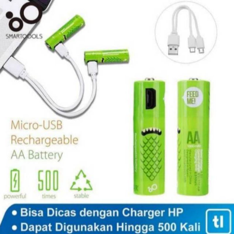 promo smarlools microbatt baterai casA2 isi ulang dengan micro