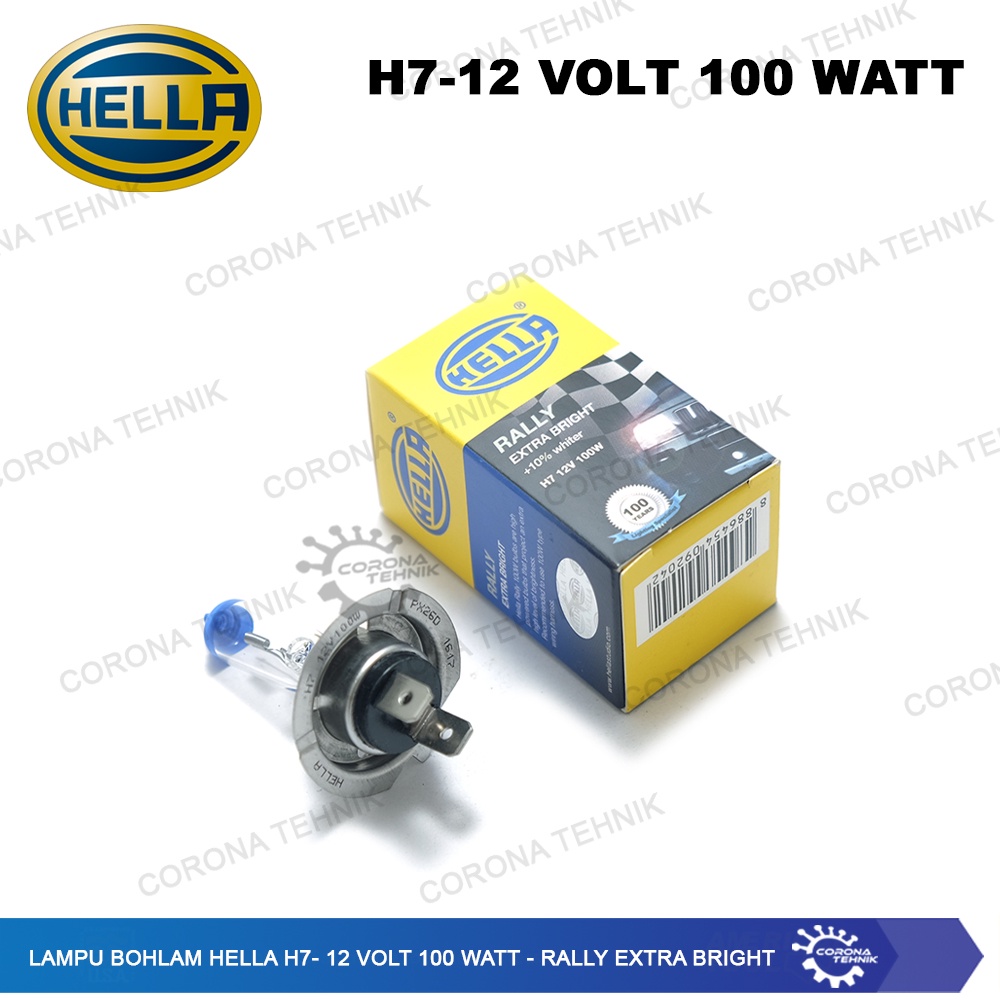 H7 - 12 Volt 100 Watt - Rally Extra Bright Lampu Bohlam Hella