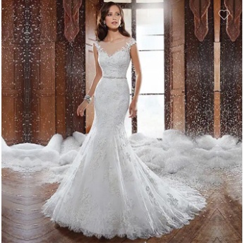 Summer Brides Fishtail Slim Lace Gaun Pengantin Untuk Wanita Gaun Pengantin Putih