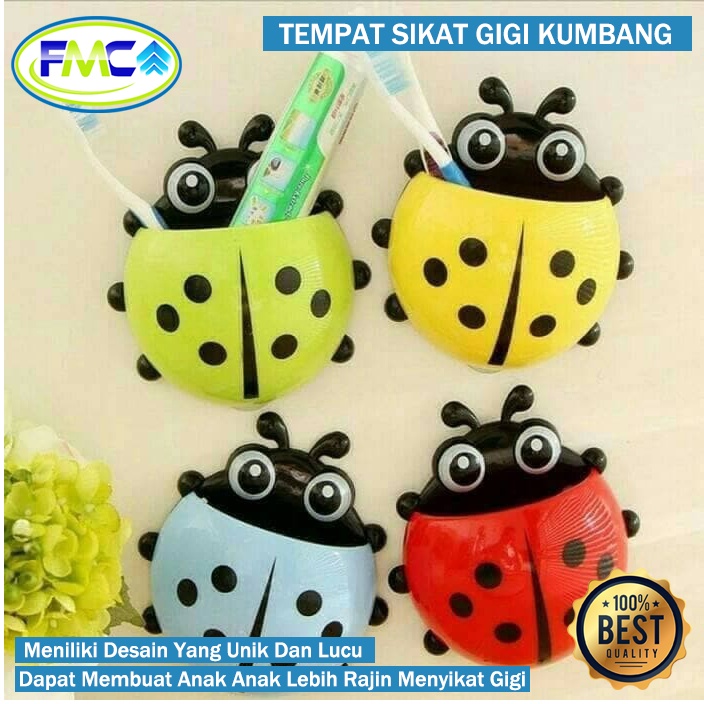 Tempat Sikat Gigi Kumbang Tempat Pasta Gigi Tempel Lucu Unik Bentuk Ladybug Organizer Rak Tempel Serbaguna