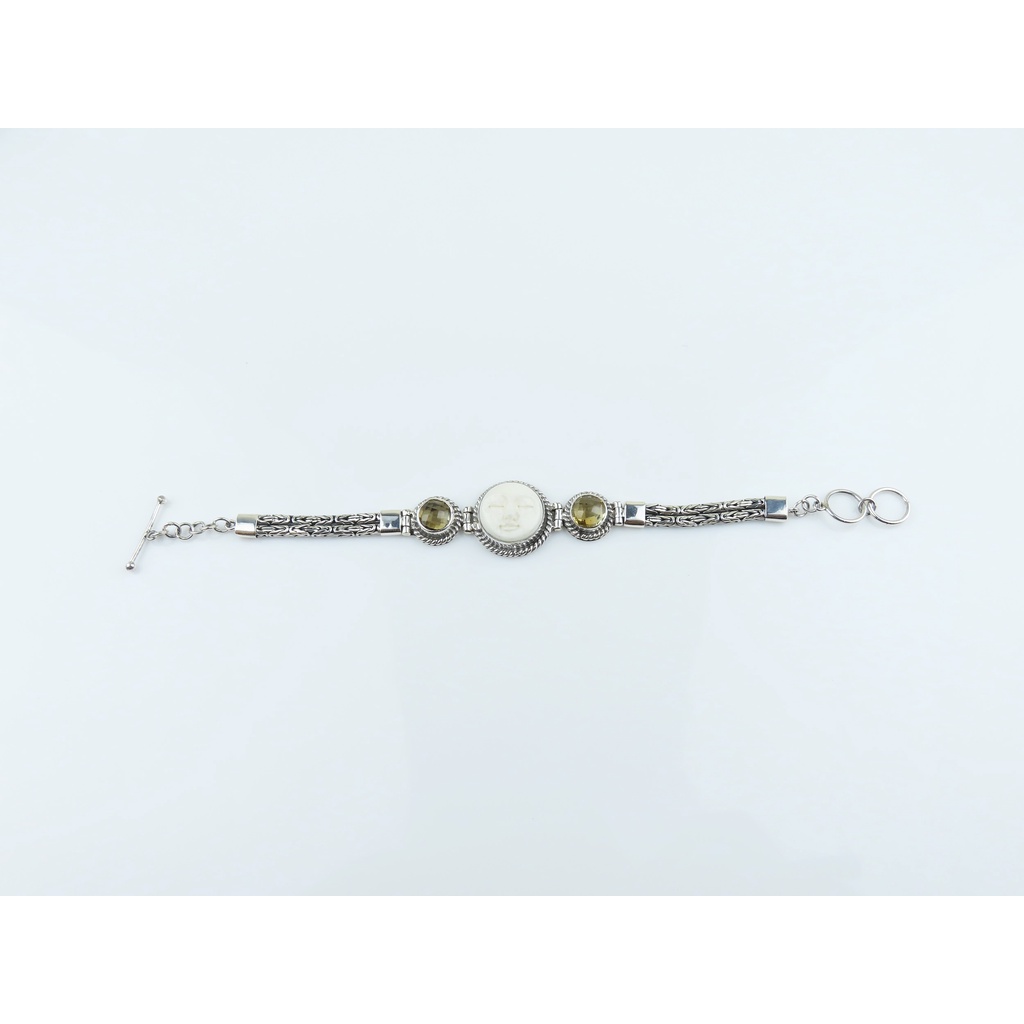 Gelang Perak 925 dengan Wajah Bulan dan Batu Citrine