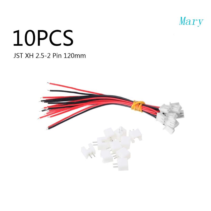Mary 10set Plug Konektor JST XH 2.5-2 Pin Female &amp; Male Dengan Kawat 120MM