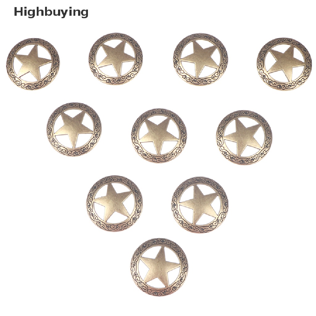 Hbid 10pcs Ranger Star Leathercraft Hatband Conchos Dompet Gesper Gesper Hias Glory