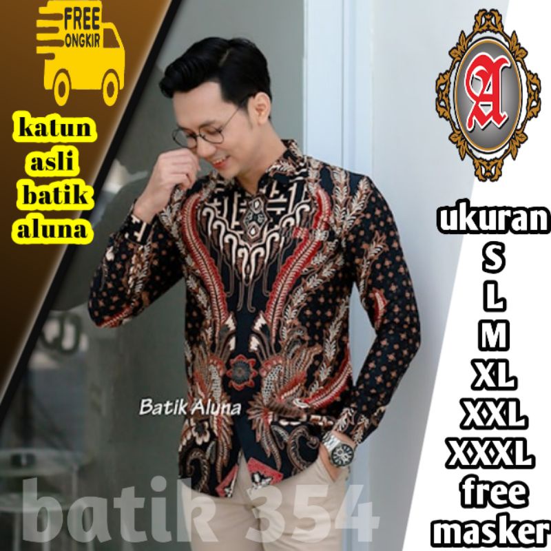 Batik Pria Slimfit Lengan Panjang Premium batik aluna premium Batik katun premium kemeja Slimfit pre