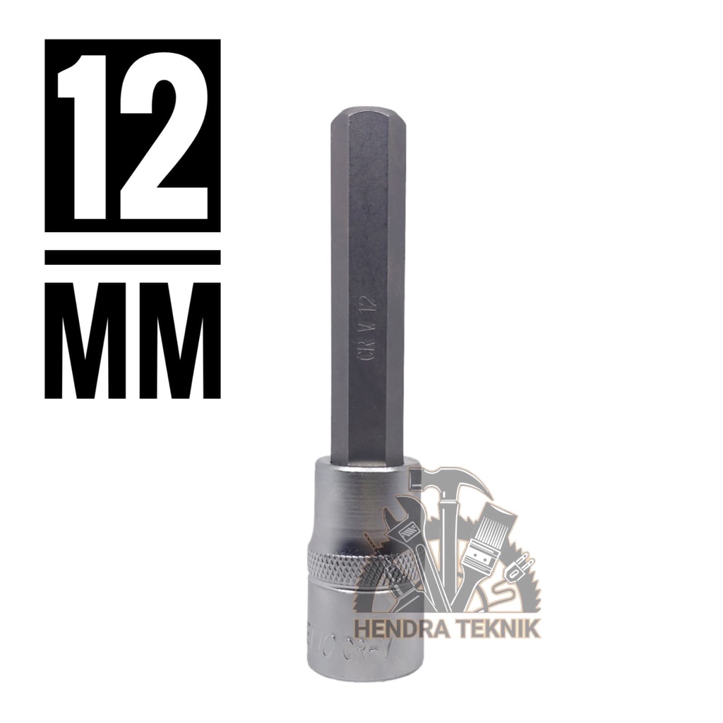 MATA SOK HEX 12MM LONG CRV KUNCI BAUT L 12 MM KUNCI SOCK SEGI 6 SOKET 1/2" PANJANG