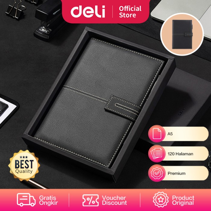 

Deli Leather Cover Notebook Gift Set A5 120 Lembar En139L