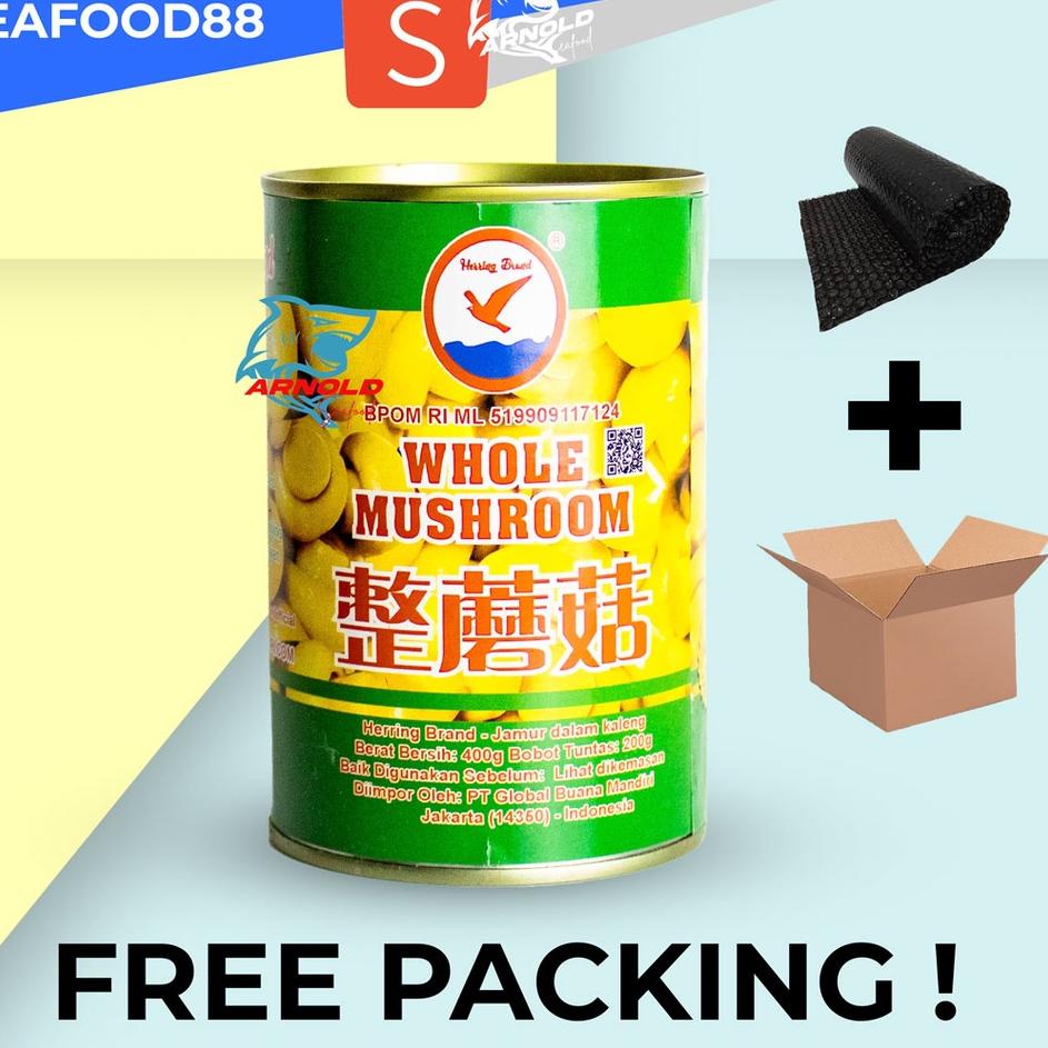 

✨Original✨ Herring Brand Whole Mushroom / Jamur Kancing Kaleng 400 gram gas !!