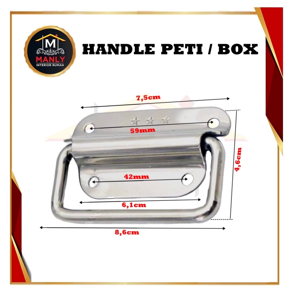 Plat Handle pegangan peti box tarikan peti koper  tarikan pegangan box tarikan kotak box Stainless