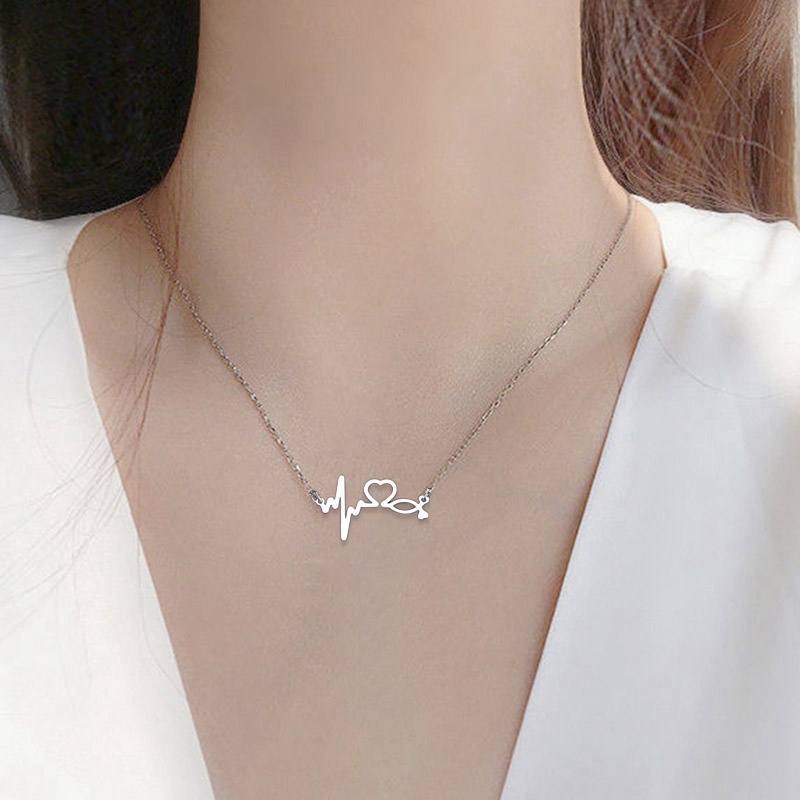 Heartbeat Gold Kalung Wanita Cinta Hati Kalung Anti Karat