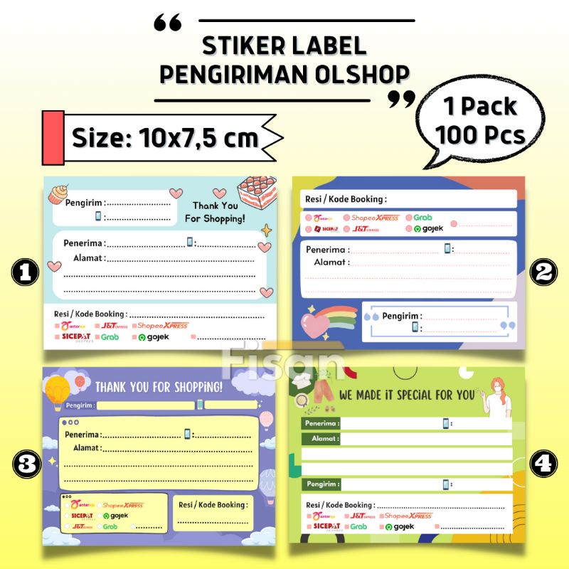 

100 Pcs Stiker Label Pengiriman Alamat Olshop
