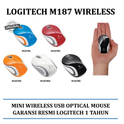 Logitech Mouse Wireless M187 Hitam - Wireless Mouse m 187 Black