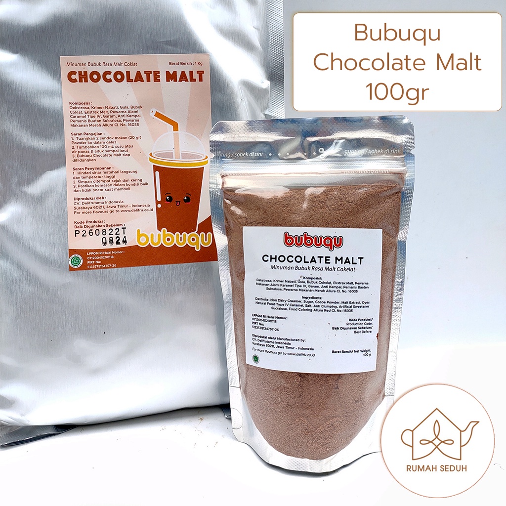 

Bubuqu Chocolate Malt Powder 100gr - Minuman Bubuk rasa Cokelat Gandum Coklat