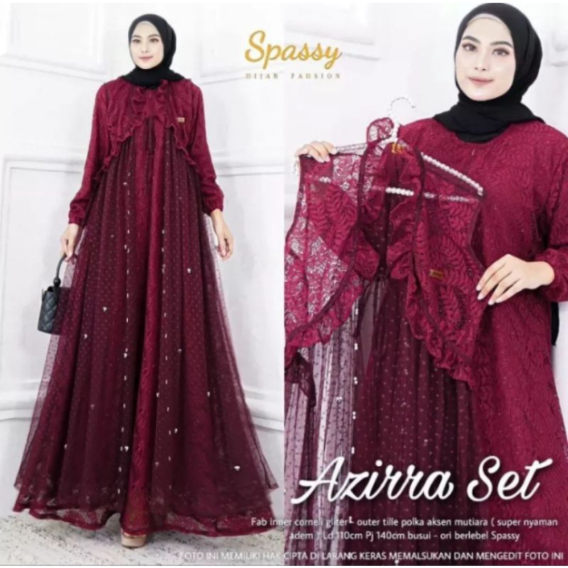 AZIRRA SET//PAKAIAN WANITA TERKINI//GAMIS SET OUTER BRUKAT TERBARU//DRES MURAH//PAKAIAN MUSLIMAH