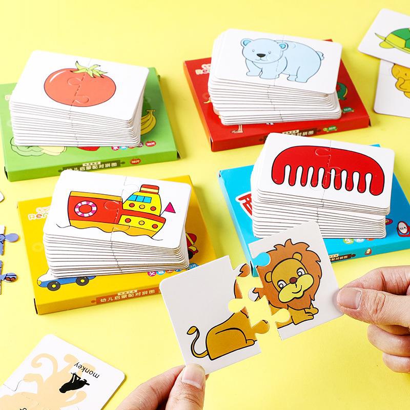 ℗Bayi Mainan Puzzle untuk Anak-anak Hewan Truk Buah Grafik Kartu Yang Sesuai dengan Permainan Montes